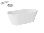 Besco Deeva wolnostojąca wanna akrylowa 160x75 cm + przelew wannowy Chrom + dostawa gratis !  
