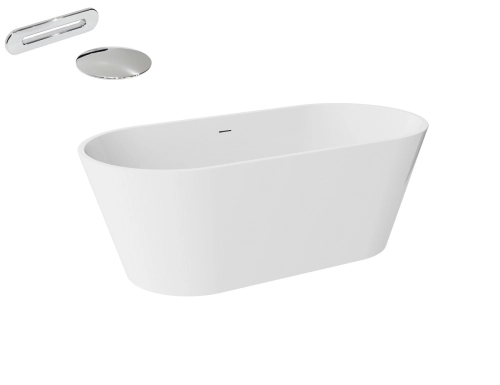 Besco Deeva wolnostojąca wanna akrylowa 180x80 cm + przelew wannowy Chrom