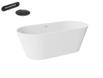 Besco Deeva wolnostojąca wanna akrylowa 180x80 cm + przelew wannowy Czarny mat + dostawa gratis !    