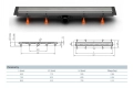 JomoTech Exclusive 40 Flis odpływ liniowy 75 cm Stal Szczotkowana odwracany ruszt 175-30750400-32  schemat