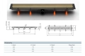 JomoTech Exclusive 40 Flis odpływ liniowy 65 cm Złoty Szczotkowany odwracany ruszt 175-30650400-67 schemat