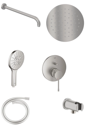 Grohe Essence Stal Szczotkowana podtynkowy zestaw prysznicowy z deszczownicą marki Excellent 25 cm Stal Szczotkowana