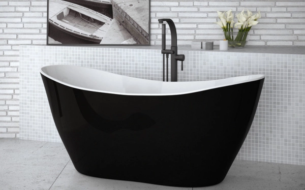 Besco VIYA  B & W  wolnostojąca wanna owalna  160x70 cm + korek wannowy klik-klak Biały + dostawa gratis !