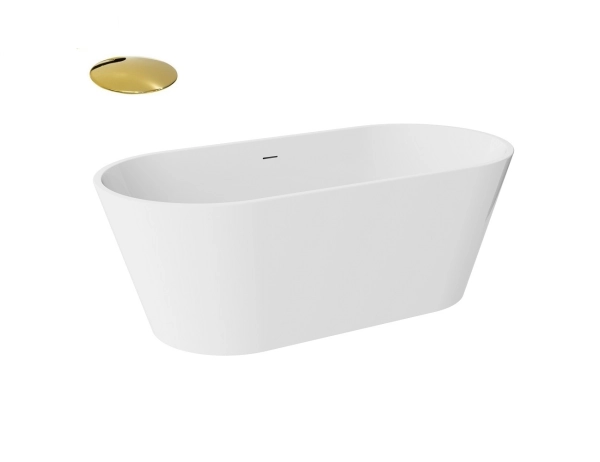 Besco Deeva wolnostojąca wanna akrylowa 150x75 cm + korek wannowy Złoty + dostawa gratis !  