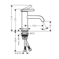 AXOR One bateria umywalkowa 70 Stal Szlachetna 48001800 schemat