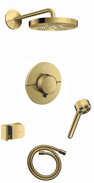 AXOR ShowerSelect ID kompletny prysznicowy termostatyczny zestaw podtynkowy z deszczownicą AXOR One 280 1jet  Złoty Połysk