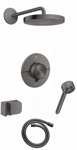 AXOR ShowerSelect ID kompletny prysznicowy termostatyczny zestaw podtynkowy z deszczownicą AXOR One 280 1jet Czarny Chrom Szczotkowany