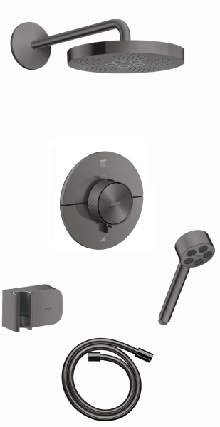 AXOR ShowerSelect ID kompletny prysznicowy termostatyczny zestaw podtynkowy z deszczownicą AXOR One 280 1jet  Czarny Chrom Szczotkowany 