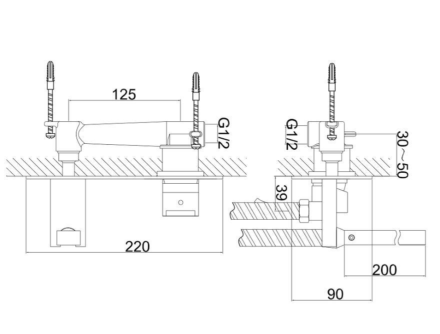 KOHLMAN Excelent bateria bidetowa podtynkowa-bidetta QW138H schemat