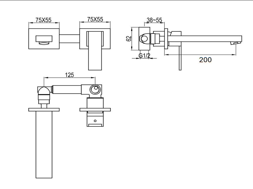 Kohlman Excelent bateria umywalkowa ścienna QW183Hschemat