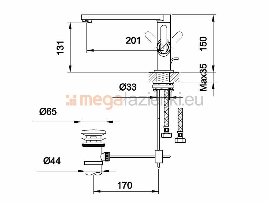 Bateria umywalkowa Boxine Kohlman QB100B