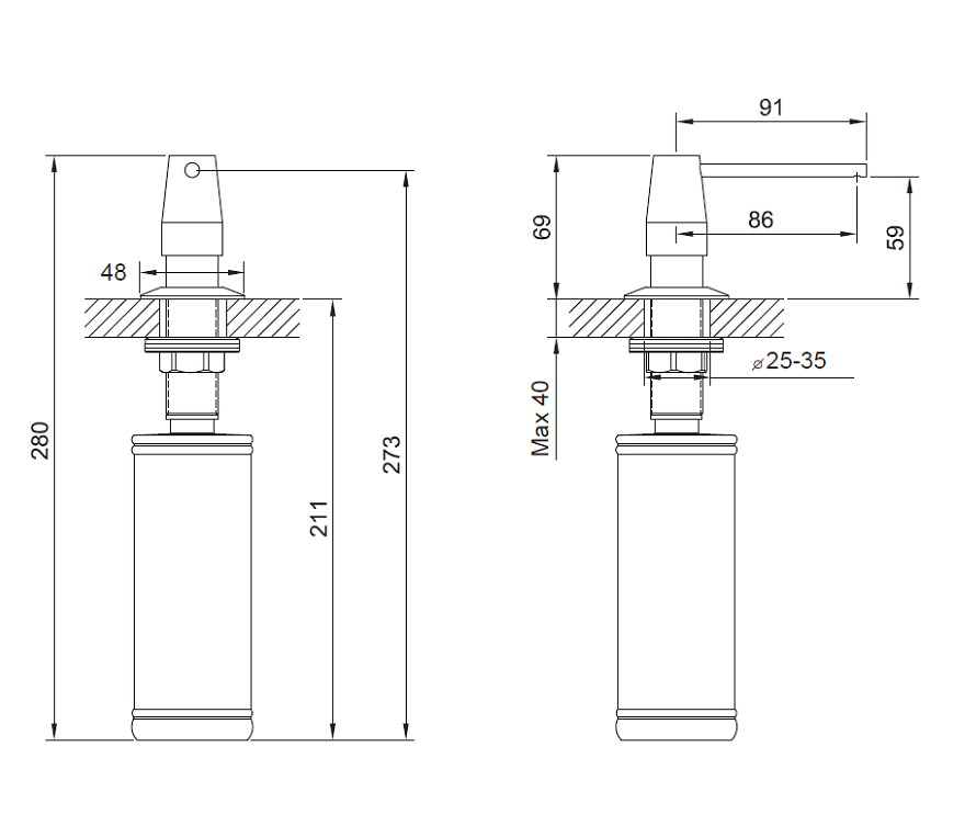dozownik okrągły czarny mat