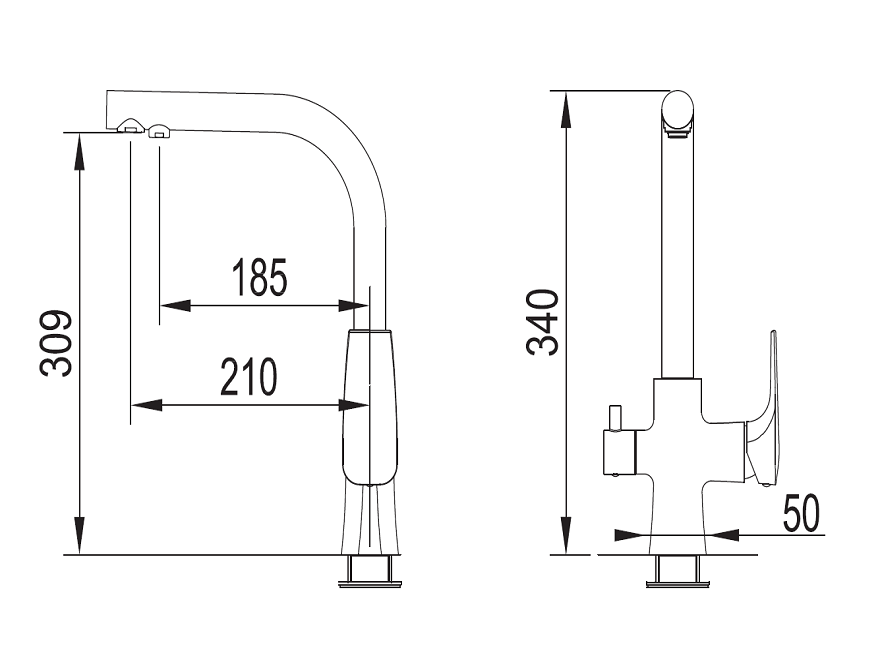 TIVOLI  bateria kuchenna z podłączeniem do wody filtrowanej mosiądz antyczny Blue Water schemat