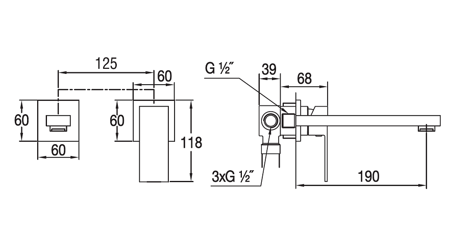 Blue Water TORONTO CZARNY MAT  bateria umywalkowa wysoka  TOR-BPU.110C schemat
