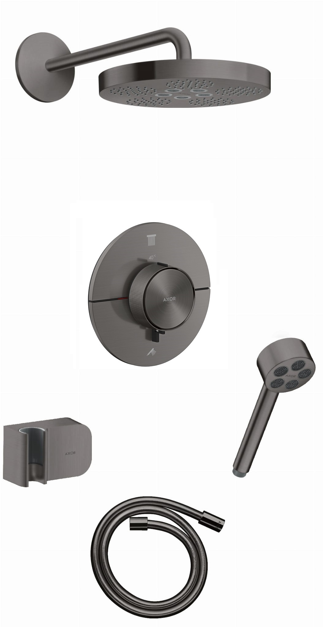 AXOR ShowerSelect ID kompletny prysznicowy termostatyczny zestaw podtynkowy z deszczownicą AXOR One 280 1jet Czarny Chrom Szczotkowany