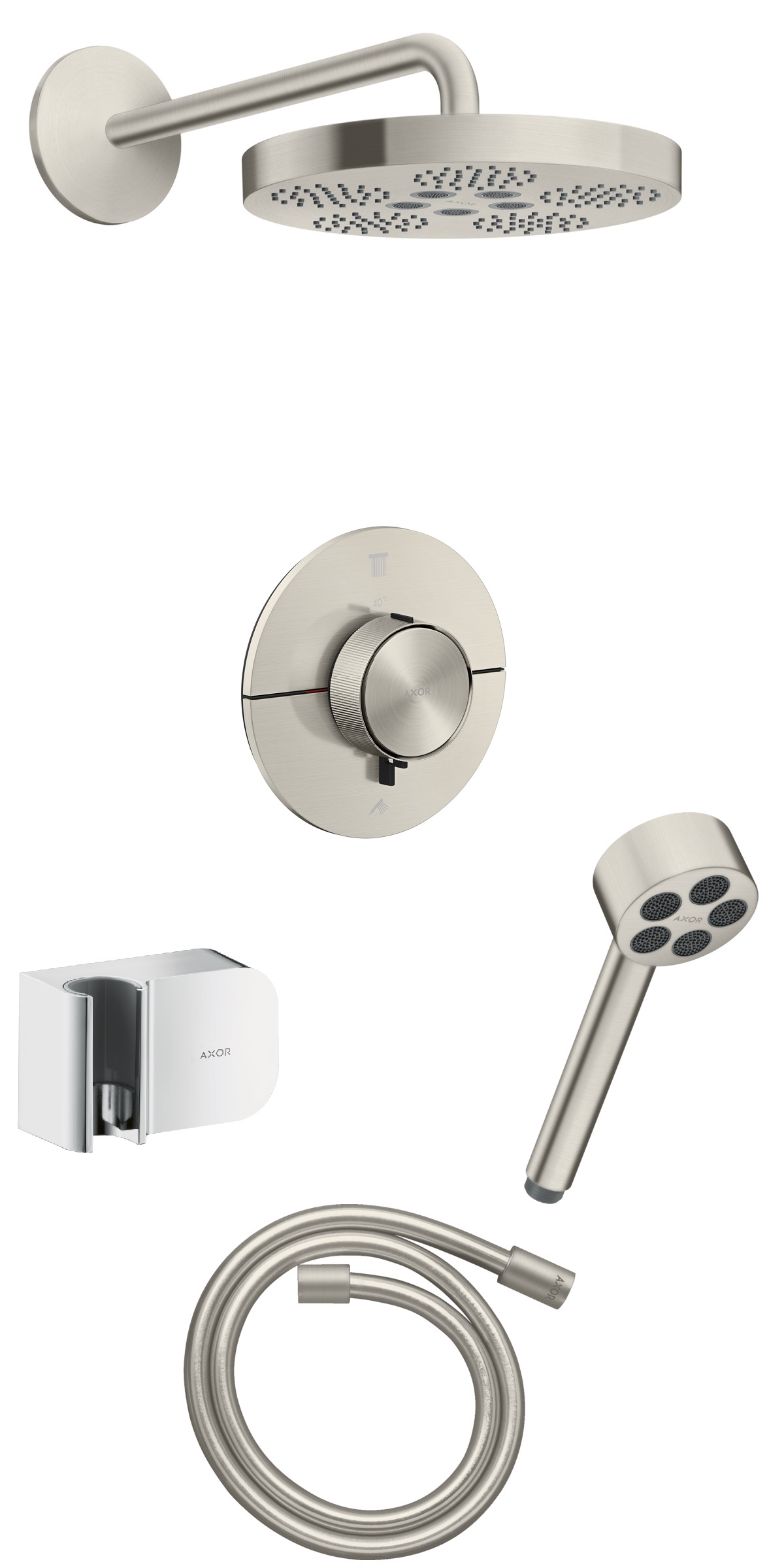 AXOR ShowerSelect ID kompletny prysznicowy termostatyczny zestaw podtynkowy z deszczownicą AXOR One 280 1jet Stal Szlachetna