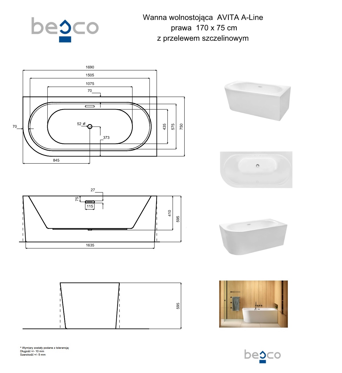 Besco wanna Avita A-Line 170 schemat