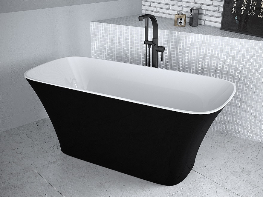 Besco Assos Black and White 160x70 wanna wolnostojąca czarno-biała Mineral DuraBe megałazienki.eu