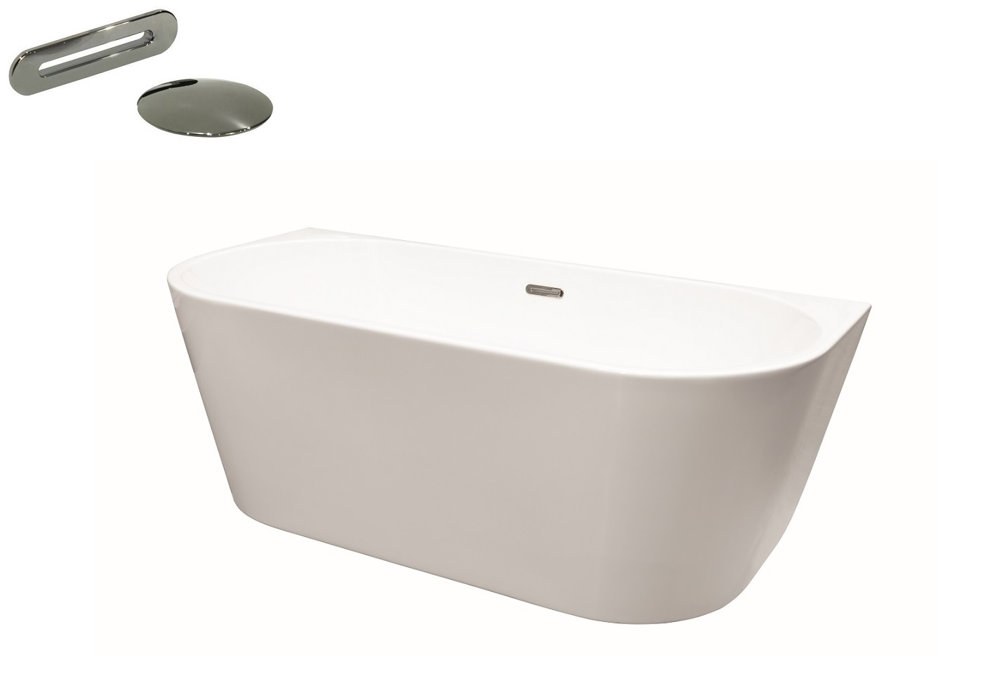 Besco VICA New wolnostojąca przyścienna wanna akrylowa 170x80 cm z przelewem szczelinowym GUN Meta