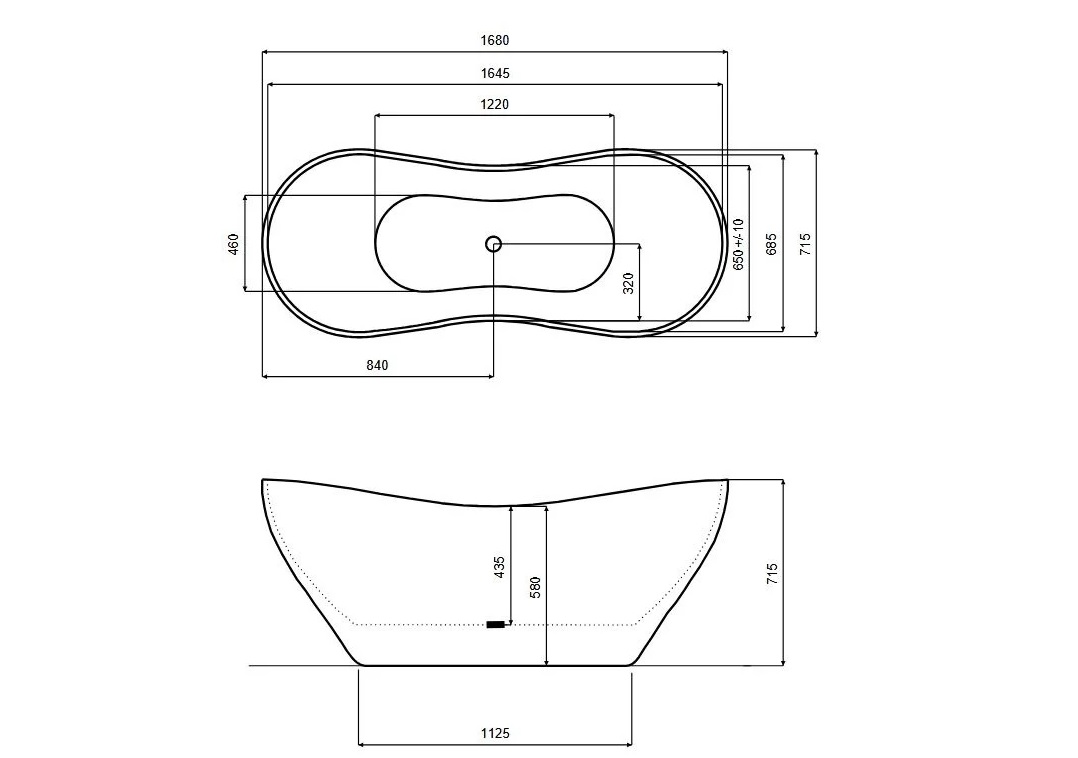 Besco Viya 170x72 schemat techniczny wymiary