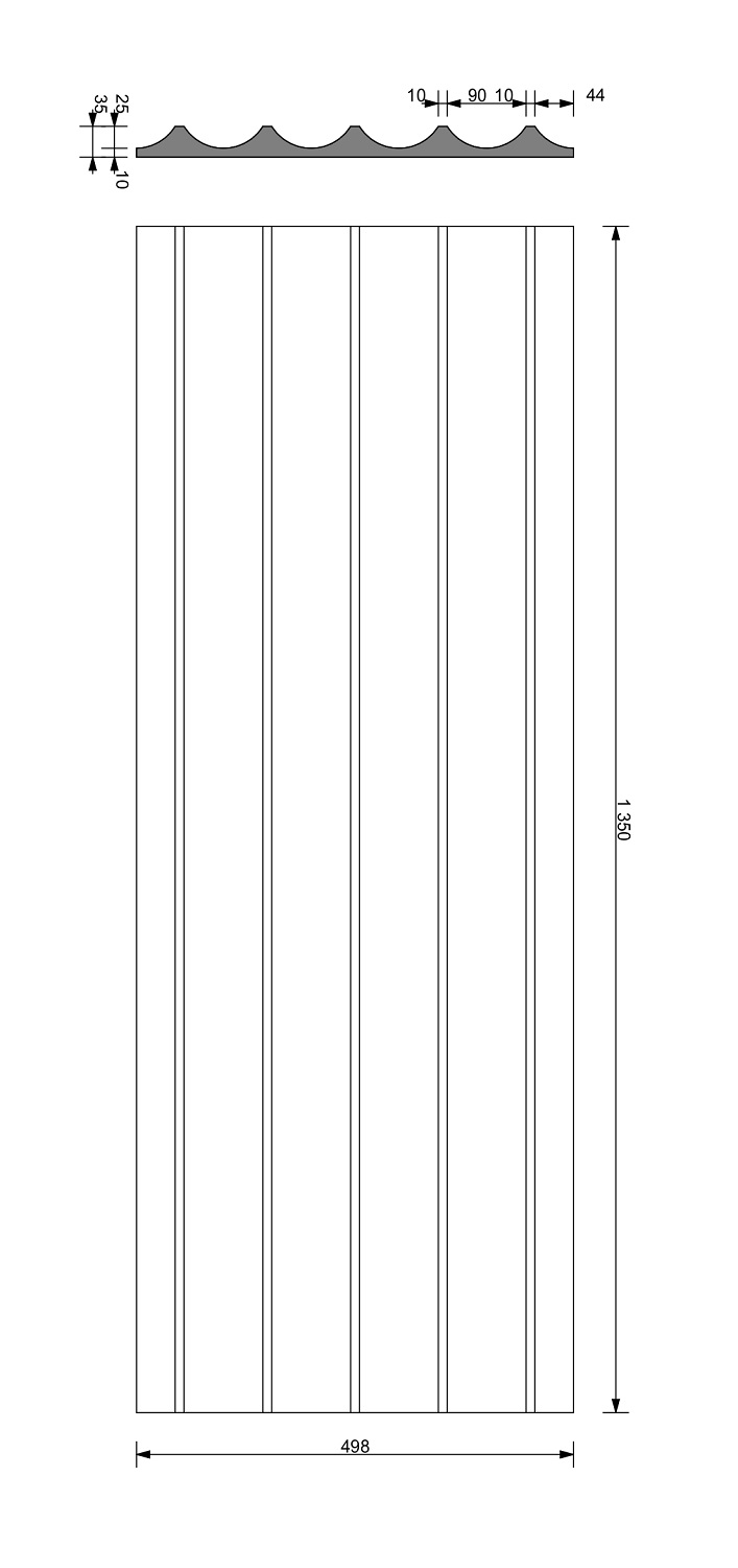 VHCT beton architektoniczny panel 3D PB 59 Liora 135 x 49,8 x 3,5 cm schemat PB 58 Rift 135 x 56 x 3,4 cm  schemat
