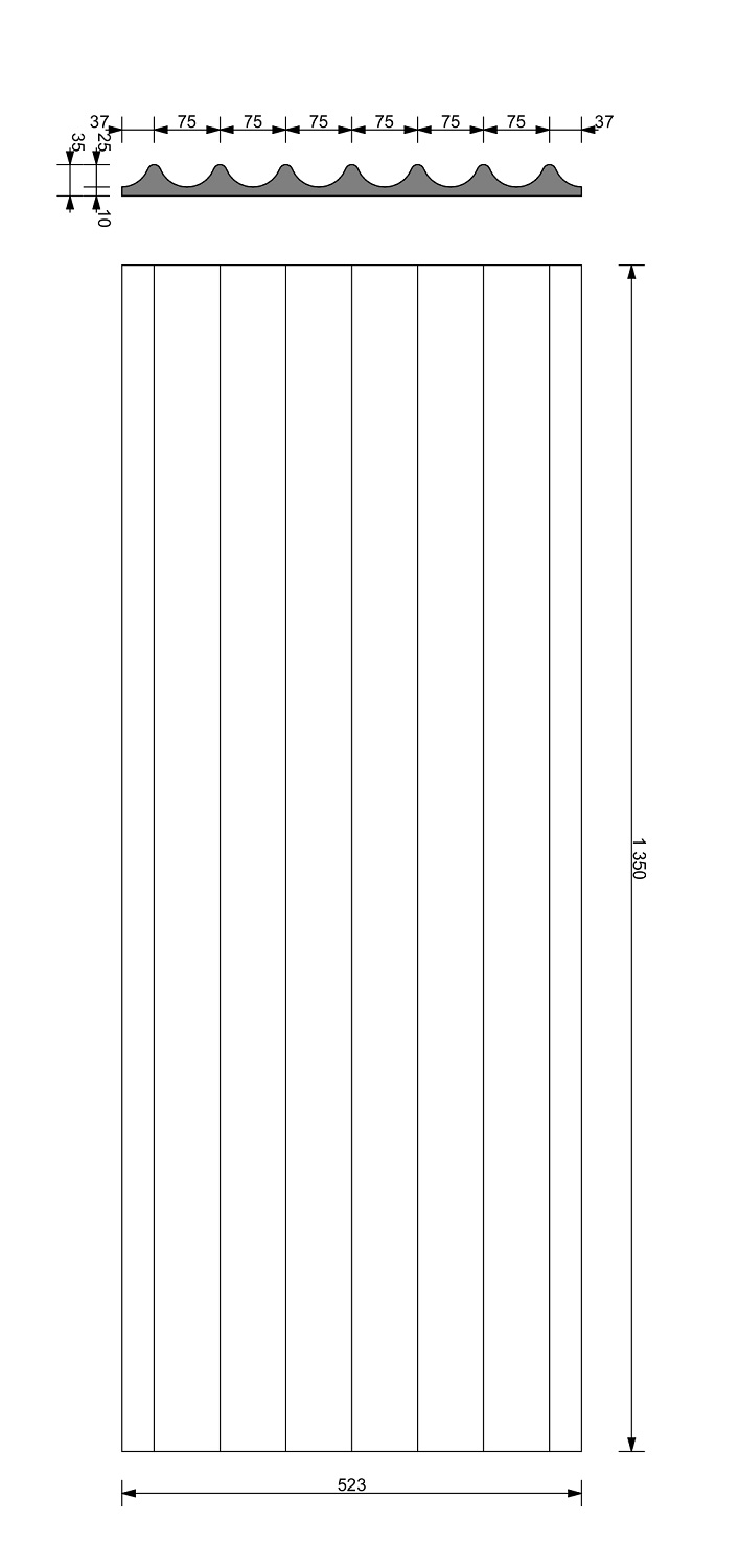 VHCT beton architektoniczny panel 3D PB 60 Avola 135 x 52,3 x 3,6 cm  schemat
