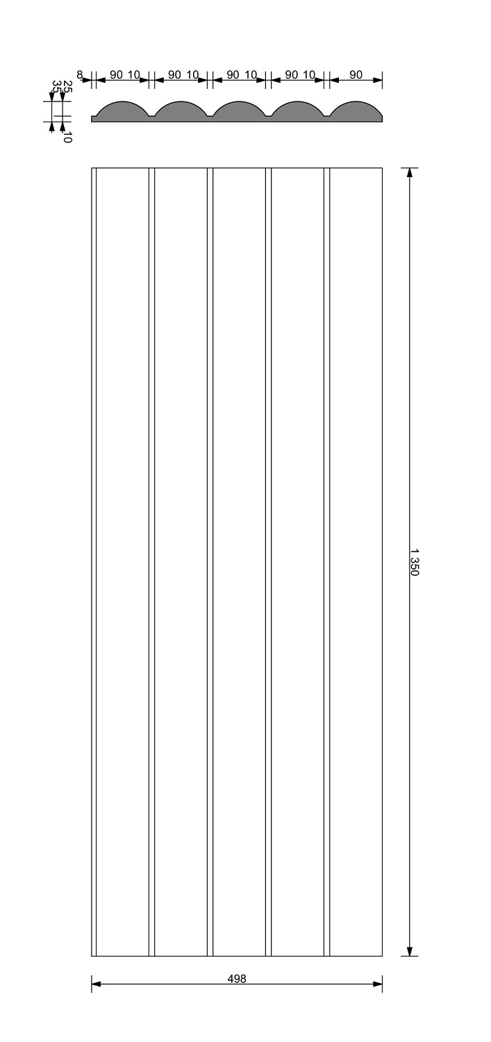 VHCT beton architektoniczny panel 3D PB 61 Nebula 135 x 49,8 x 3,7 cm schemat