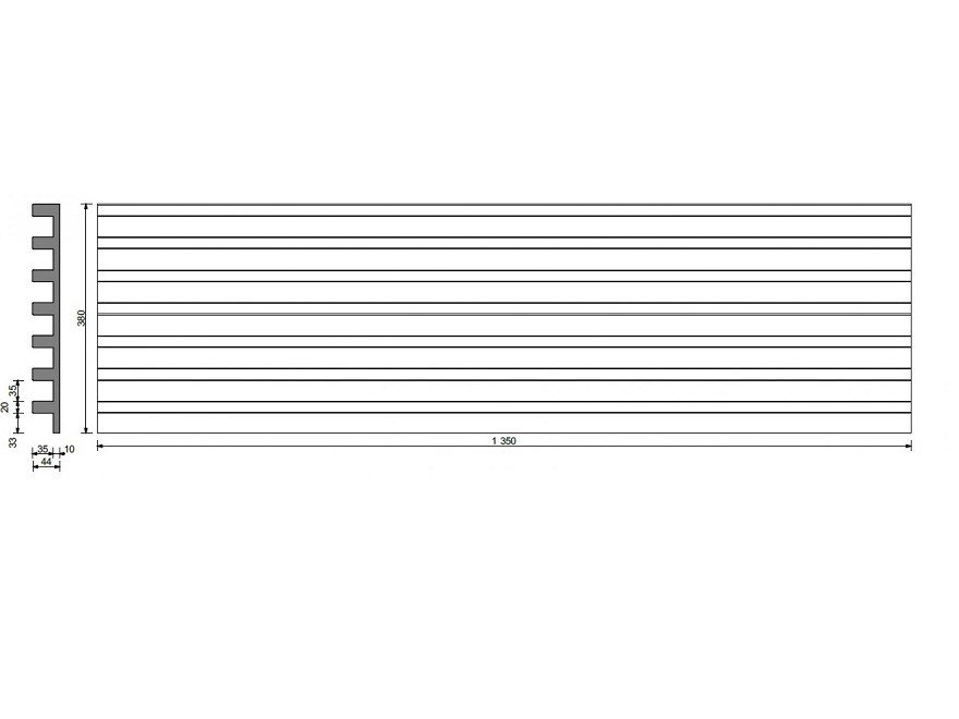 VHCT beton architektoniczny lamele 3D PB 41 LAMEL 135 x 38 x 4,4 cm
