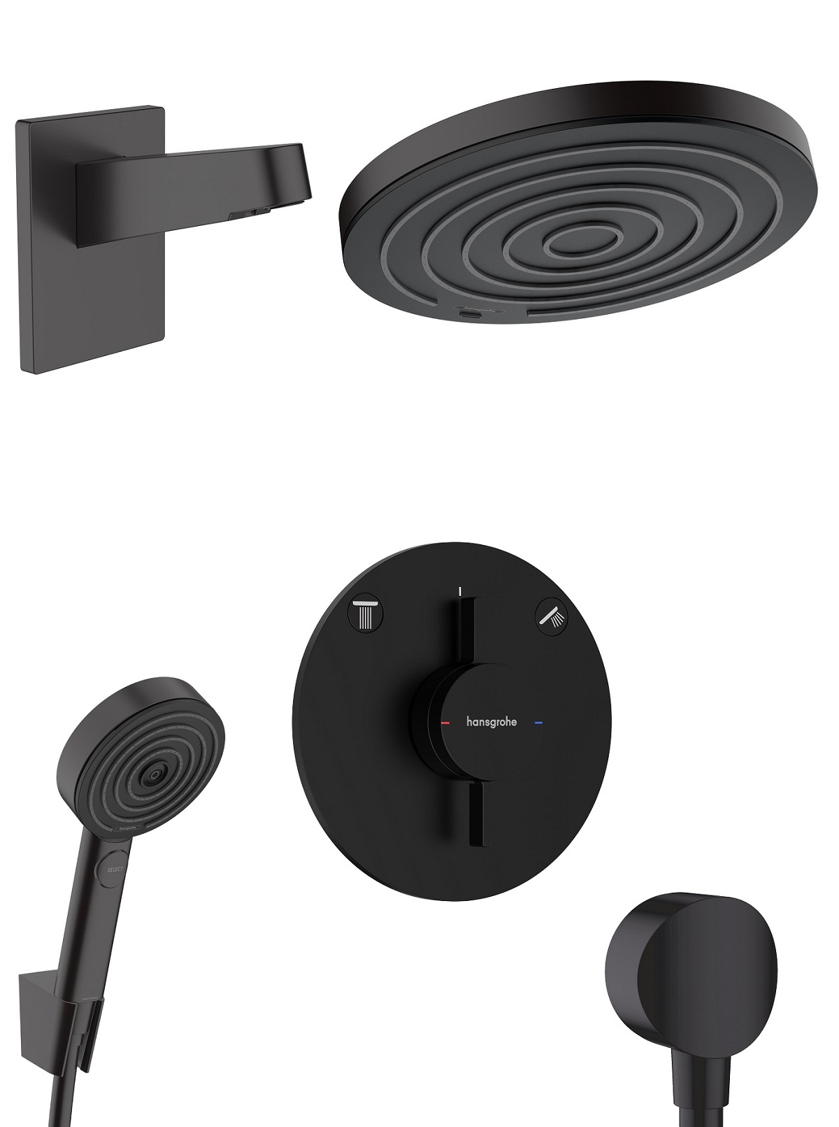 hansgrohe DuoTurn S kompletny prysznicowy zestaw podtynkowy z deszczownicą Pulsify 260 czarny mat