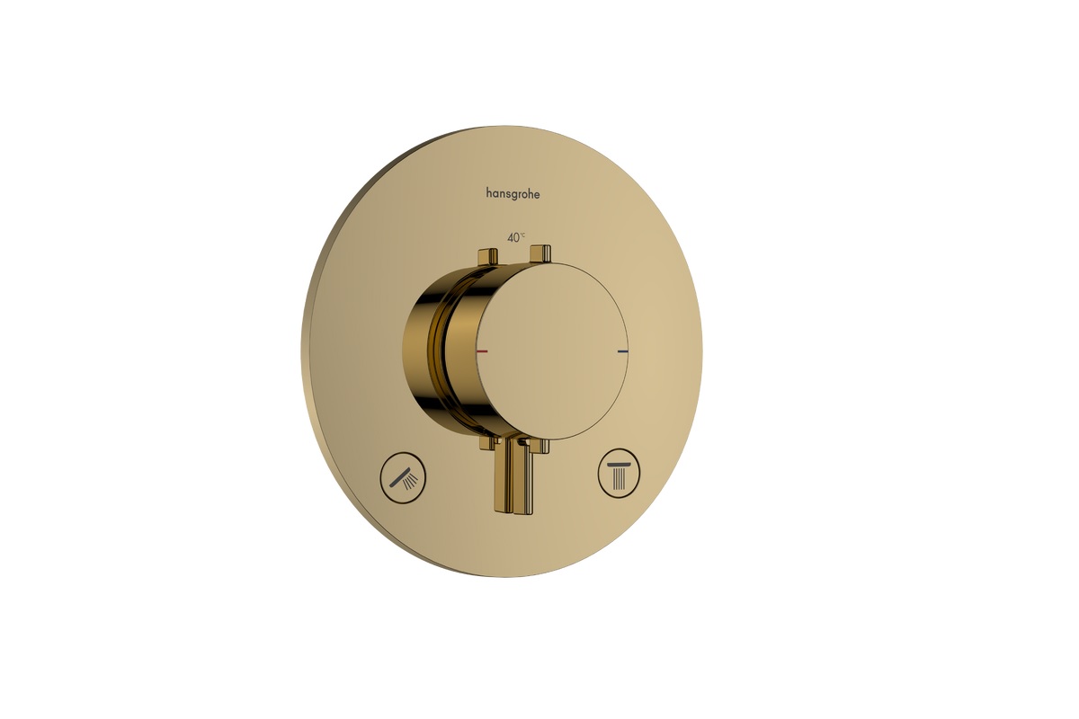 hansgrohe Ecostat Comfort S kompletny prysznicowy zestaw podtynkowy z deszczownicą okrągłą Croma 280 1jet złoty połysk