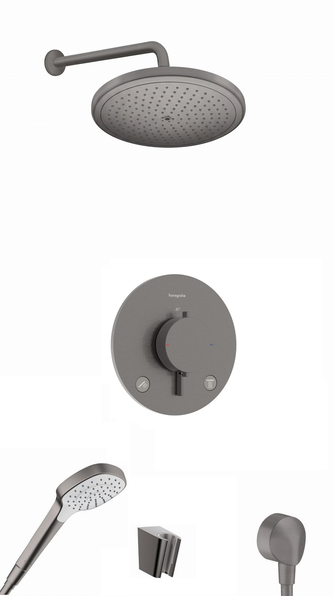 hansgrohe Esostat Comfort S kompletny termostatyczny zestaw podtynkowy z deszczownicą okrągłą Croma 280 1jet Czarny Chrom Szczotkowany