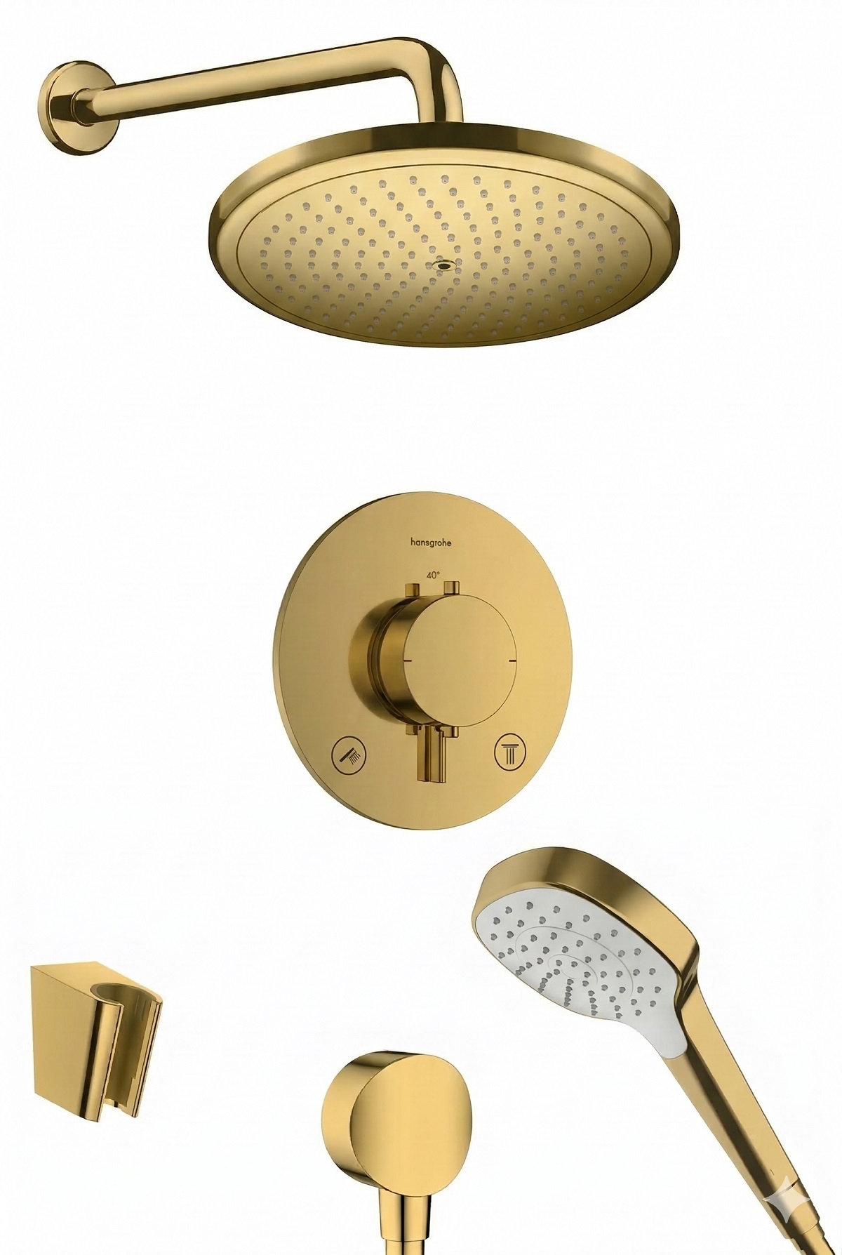 hansgrohe Ecostat Comfort S kompletny termostatyczny zestaw podtynkowy z deszczownicą okrągłą Croma 280 1jet złoty połysk