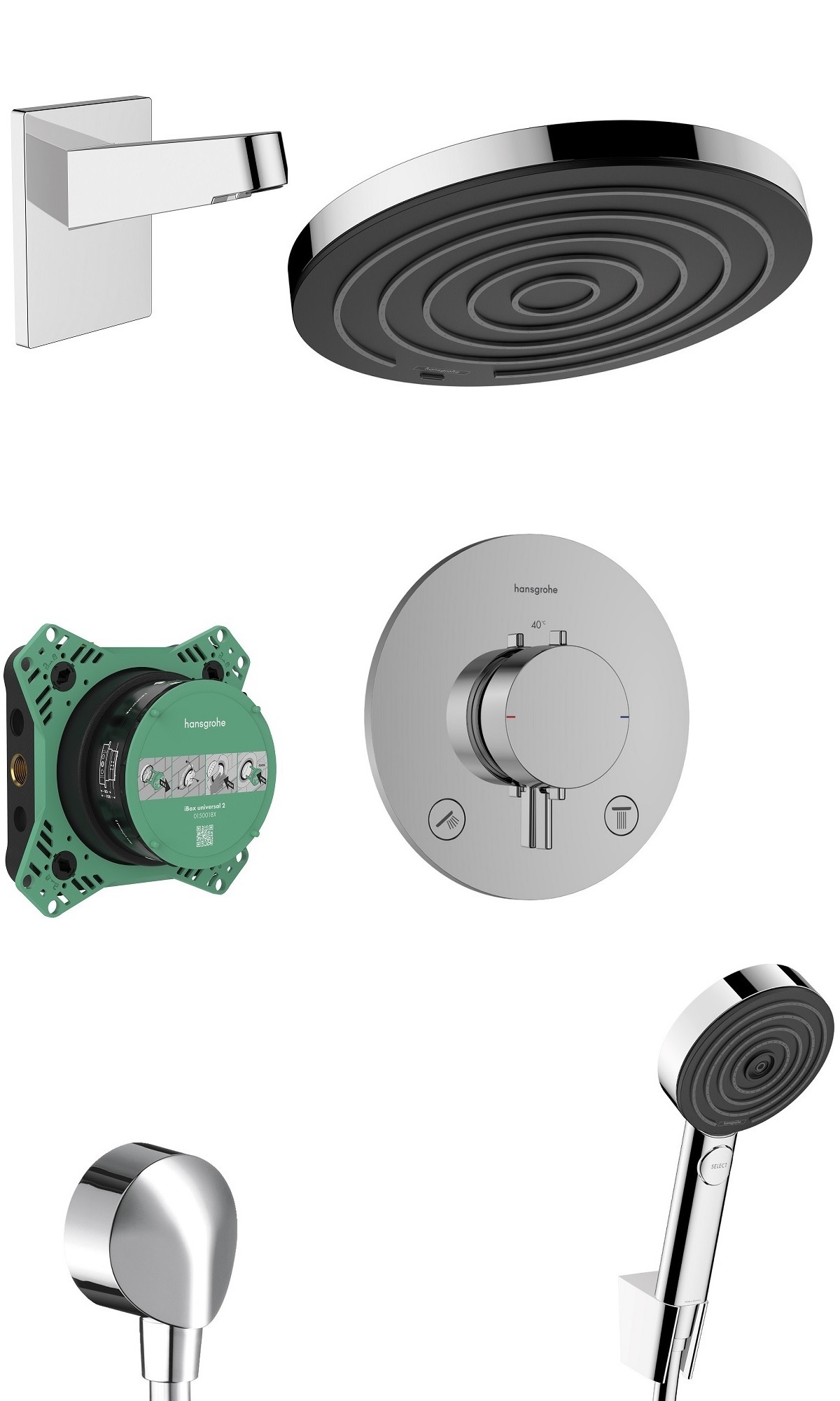 hansgrohe Ecostat Comfort S kompletny termostatyczny zestaw podtynkowy z deszczownicą Pulsify 260 Chrom Połysk