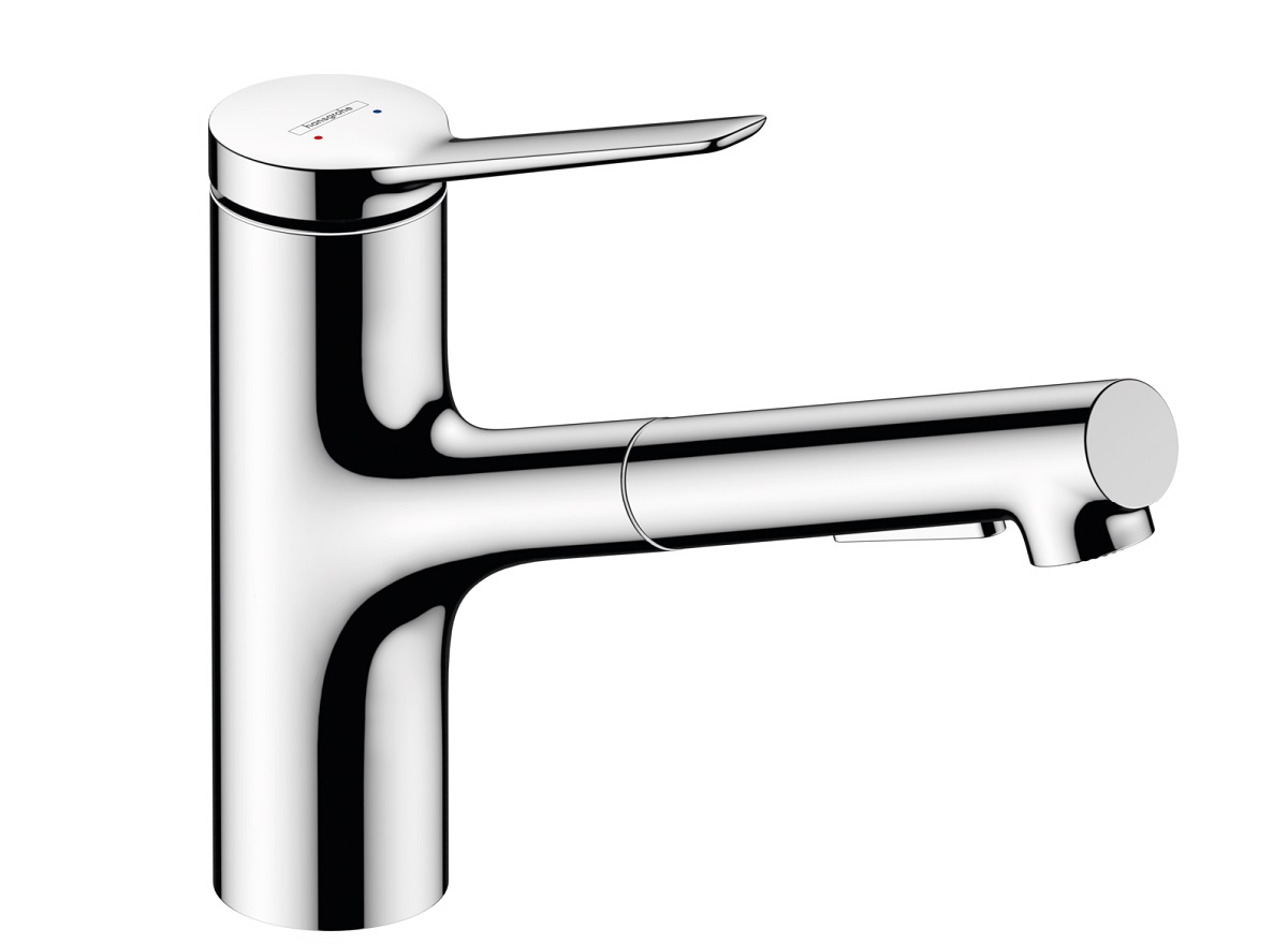 hansgrohe Zesis M 33 bateria kuchenna z wyciąganą wylewką oraz 2 strumieniami wody chrom połysk 7410000