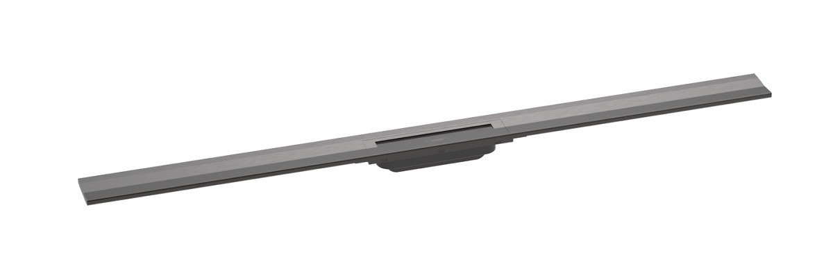 hansgrohe RainDrain Flex element zewnętrzny odpływu 100 cm z możliwością przycięcia i do montażu w podłodze przy ścianie Czarny Chrom Szczotkowany 56053340