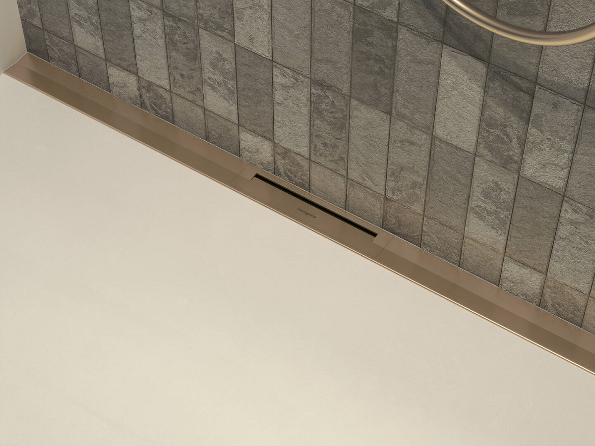 hansgrohe RainDrain Flex element zewnętrzny odpływu 70 cm z możliwością przycięcia i do montażu w podłodze przy ścianie brąz szczotkowany  56050140