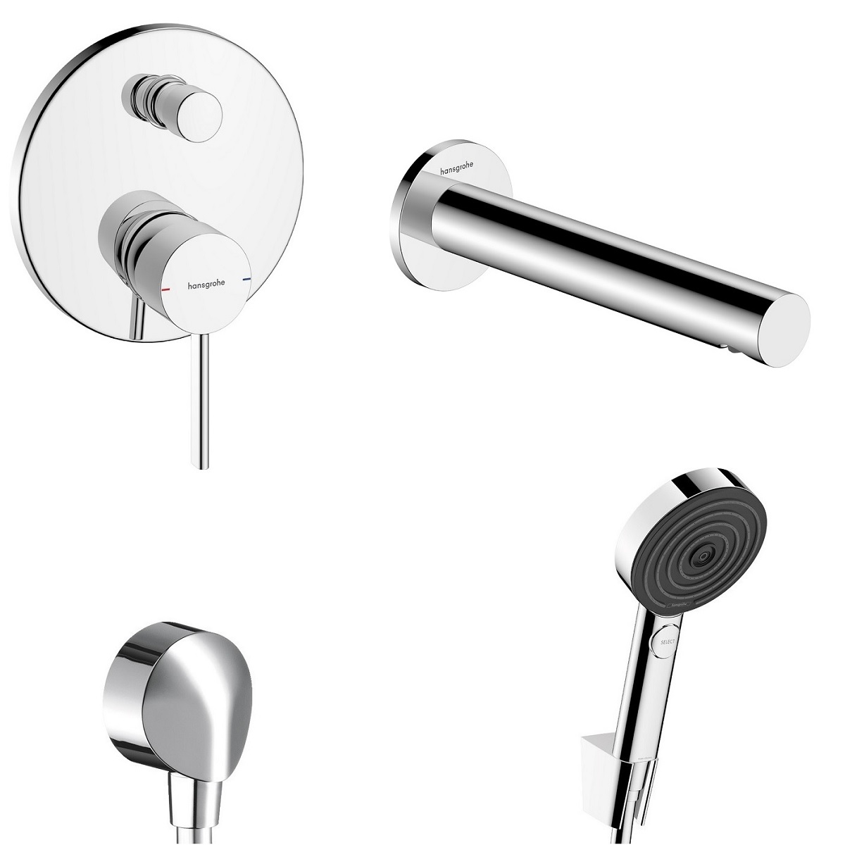 hansgrohe Zesis S kompletny wannowy zestaw podtynkowy z wylewką wannową  18 cm Chrom Połysk