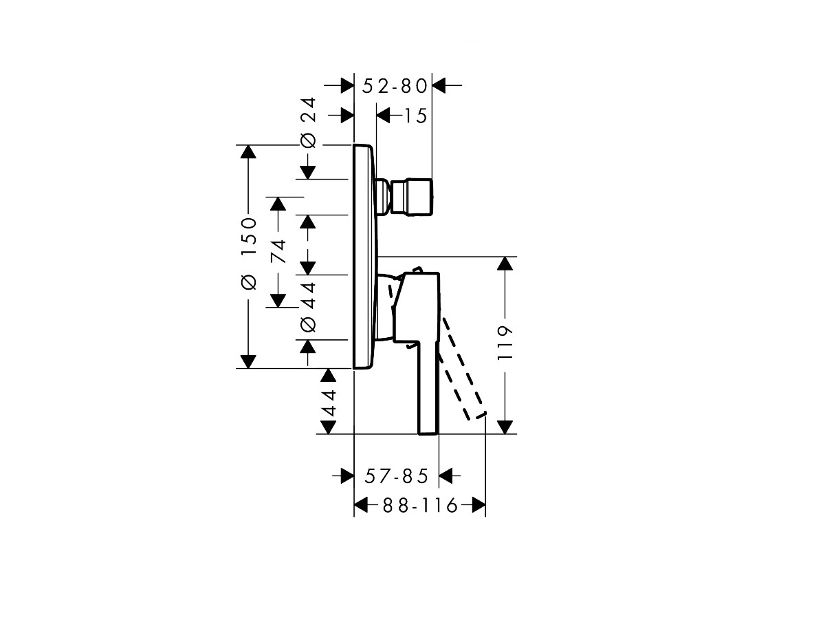 hansgrohe Zesis S bateria do montażu podtynkowego, element zewnętrzny  schemat