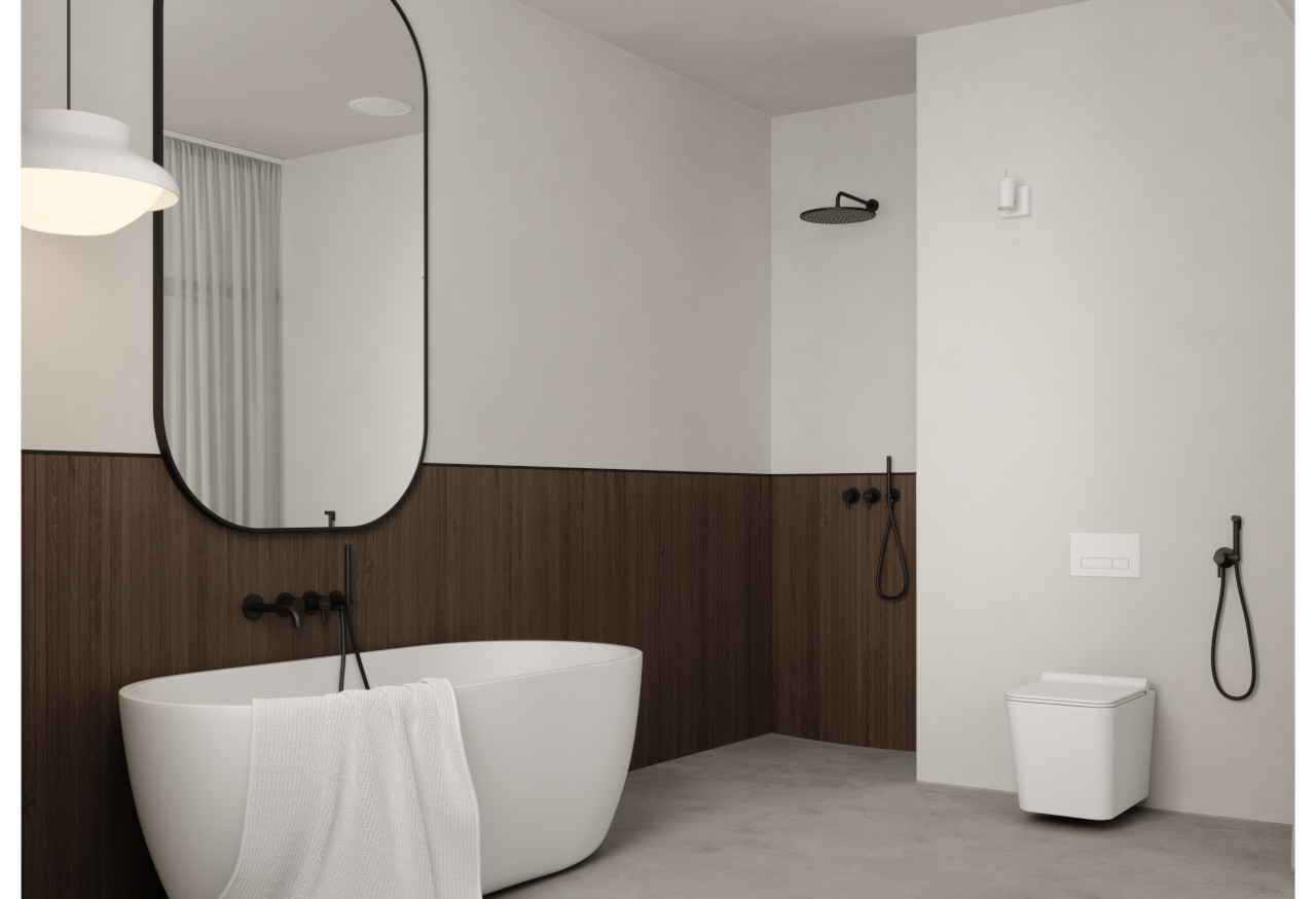 KOHLMAN Axel Black podtynkowy zestaw wannowy z wylewką wannową QW260AB230 czarny mat