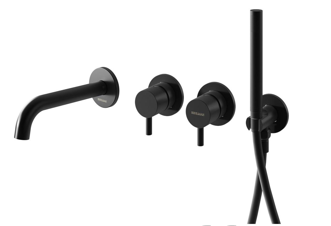 KOHLMAN Axel Black podtynkowy zestaw wannowy z wylewką wannową QW260AB230 czarny mat