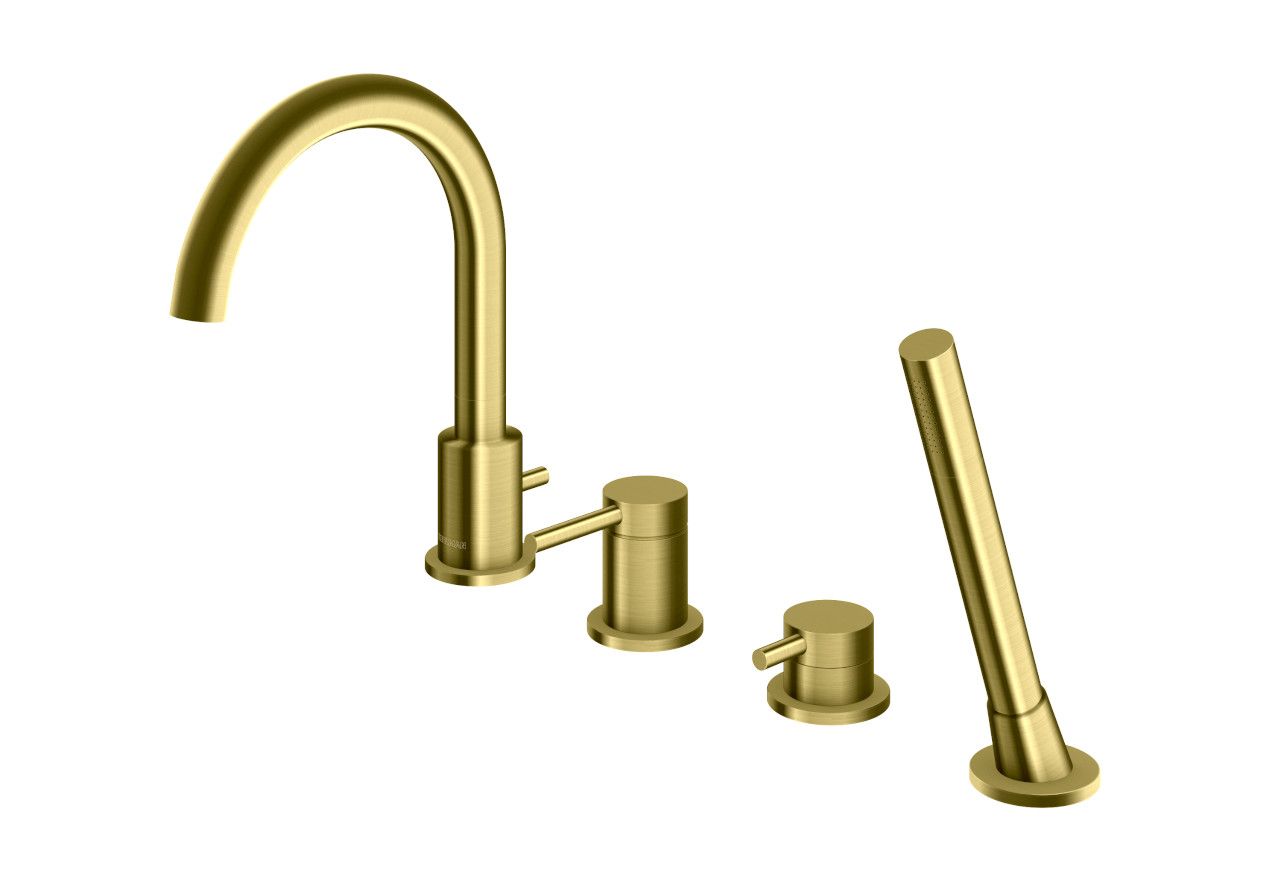 KOHLMAN Axel Brushed Gold 4-otworowa bateria wannowa stojąca QB244AGDB Szczotkowane Złotoojąca QB244AG szczotkowany grafit