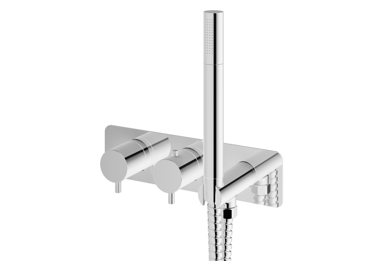 KOHLMAN Axel podtynkowa termostatyczna bateria wannowo-prysznicowa ścienna QW265A chrom połyskwa ścienna QW710AGD złoty połysk