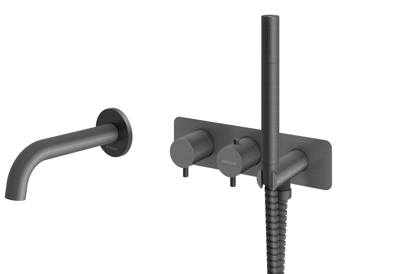 KOHLMAN Axel Gray podtynkowy termostatyczny zestaw wannowy  z wylewką wannową QW265AGQW230AG Szczotkowany Grafit