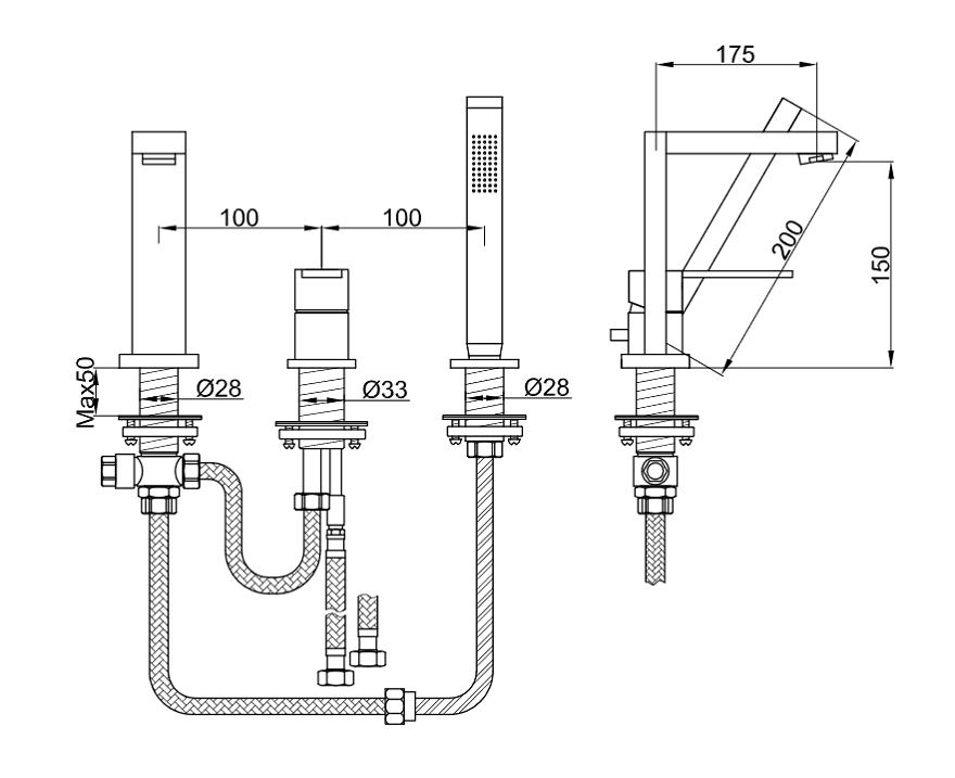 KOHLMAN Excelent bateria wannowa QB241H  schemat