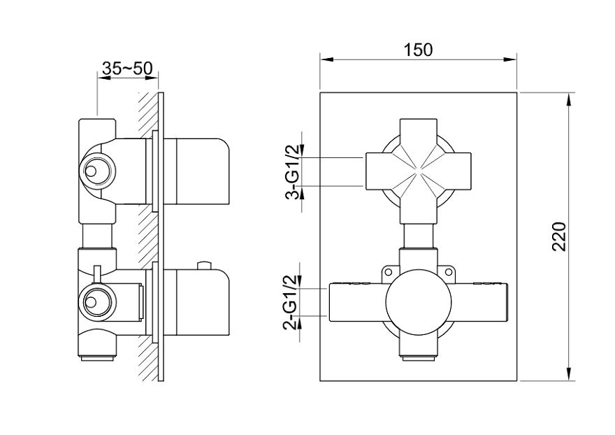 KOHLMAN Excelent podtynkowa  bateria termostatyczna QW433H rysunek