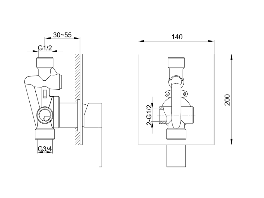 KOHLMAN Excelent bateria prysznicowa QW220H rysunek