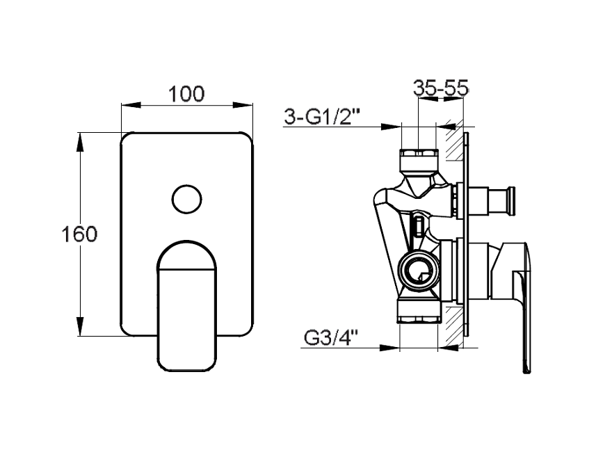 Kohlman podtynkowa bateria wannowa Texen qw210t schemat