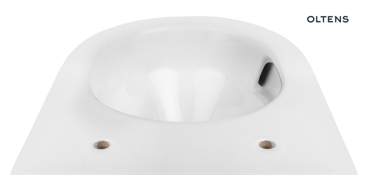 Zestaw Oltens Hamnes OneForm Kort Stille PureRim 42554000 – miska WC wisząca z deską wolnoopadającą, biały połysk