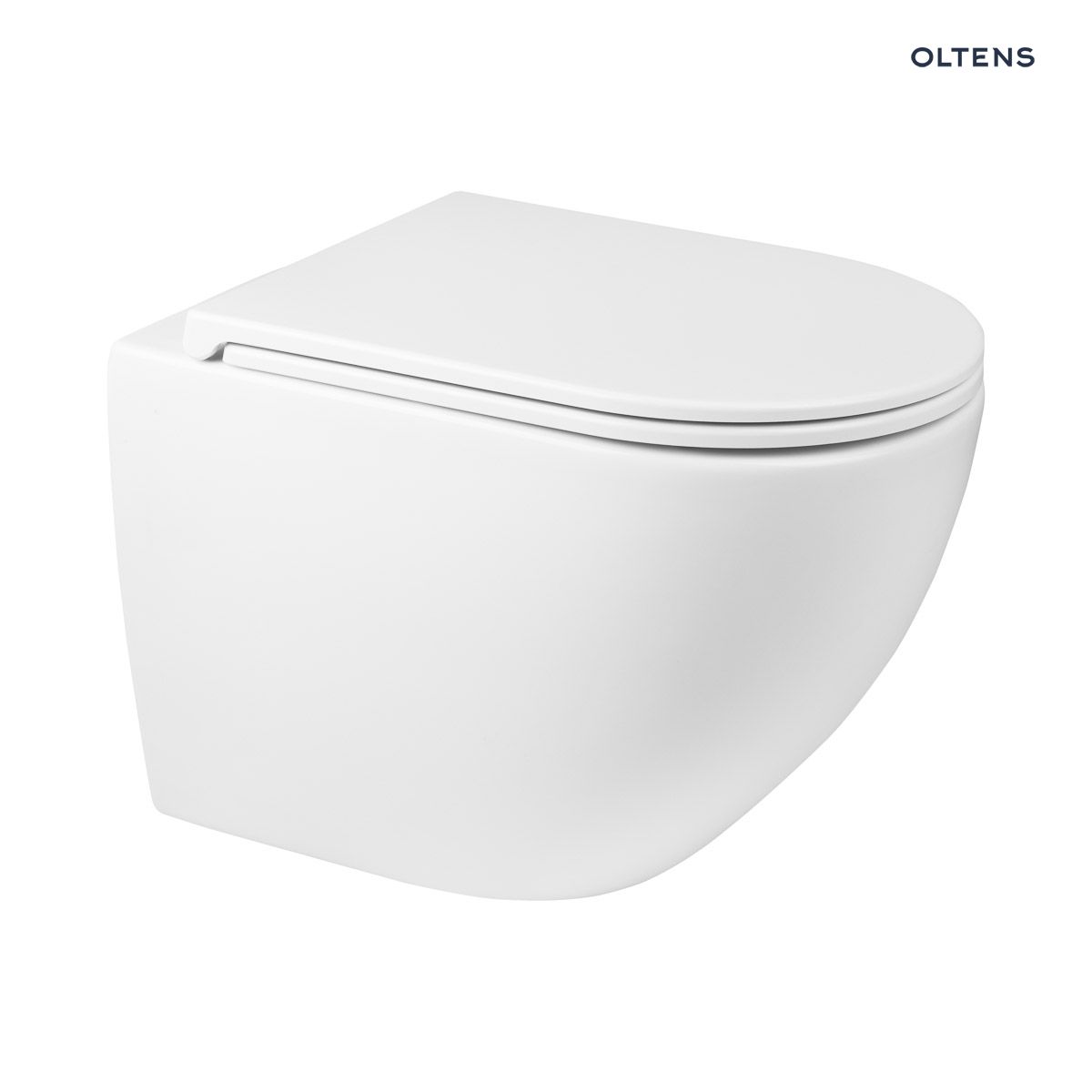 Zestaw Oltens Hamnes OneForm Kort Stille PureRim 42554000 – miska WC wisząca z deską wolnoopadającą, biały połysk