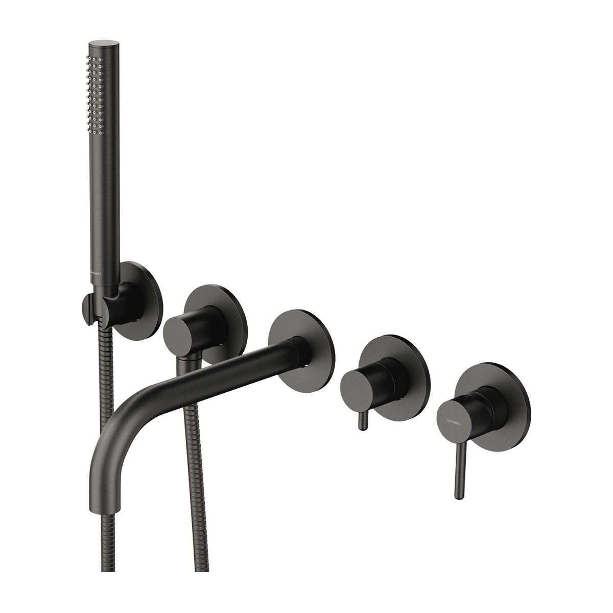 Omnires Y kompletna podtynkowa bateria wannowa 5-otworowa długa wylewka grafit Y1237-1GR